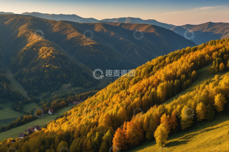 高清大图下载【趣麦麦图】秋日山林风光全景