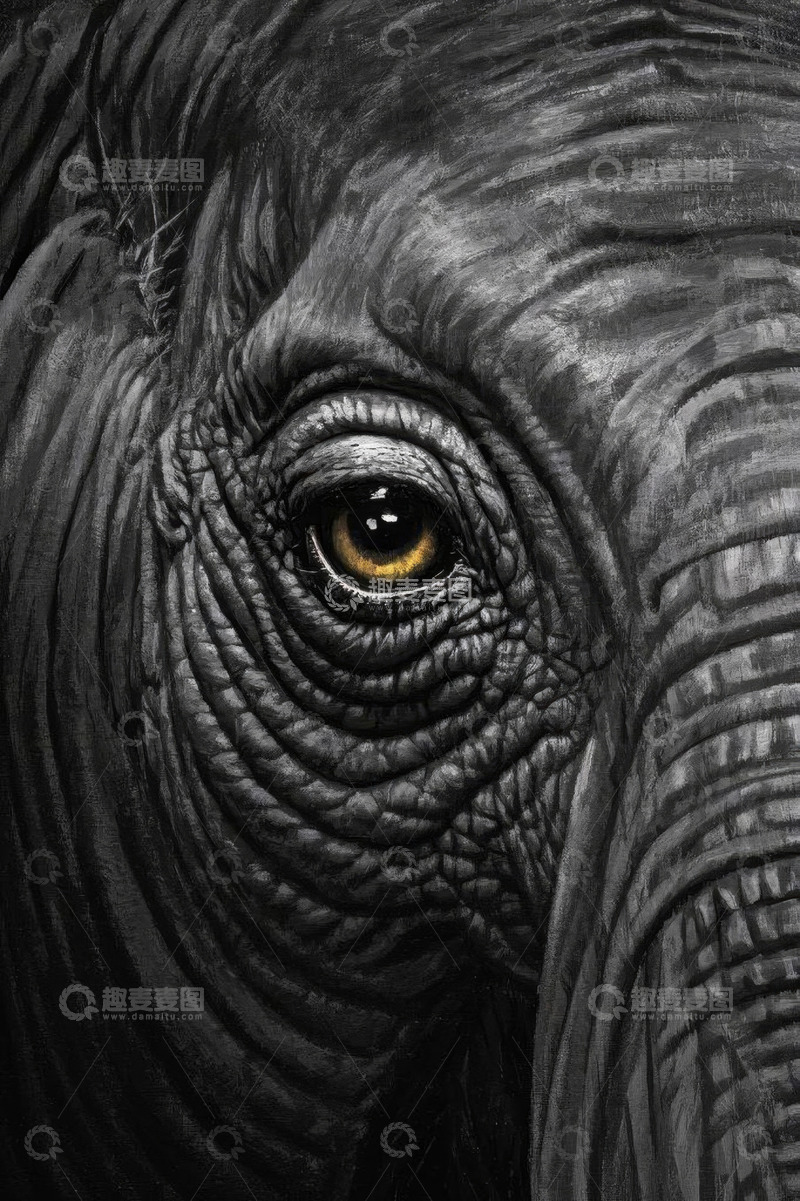 高清大图下载【趣麦麦图】大象眼睛特写