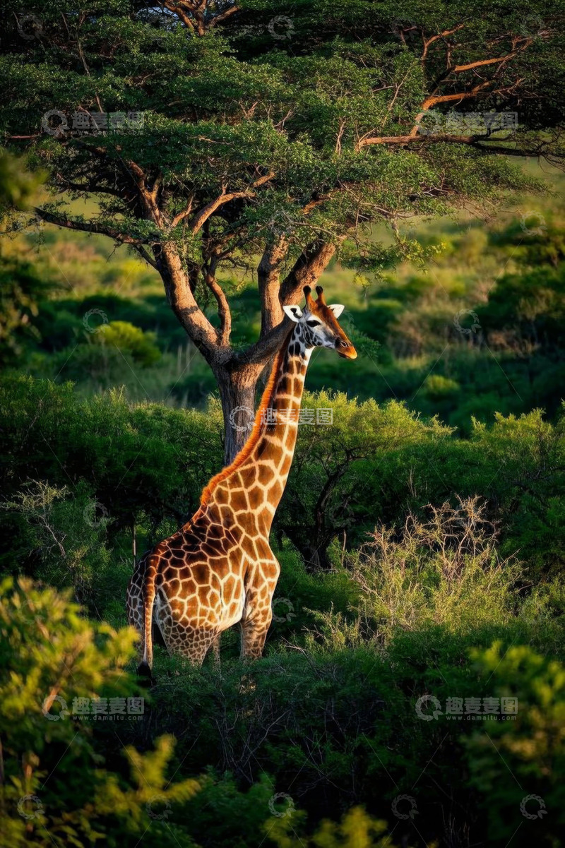高清大图下载【趣麦麦图】非洲草原上的长颈鹿