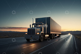 公路上行驶的货运卡车