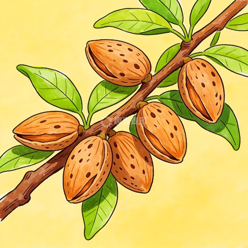 高清大图下载【趣麦麦图】巴旦木插图插画