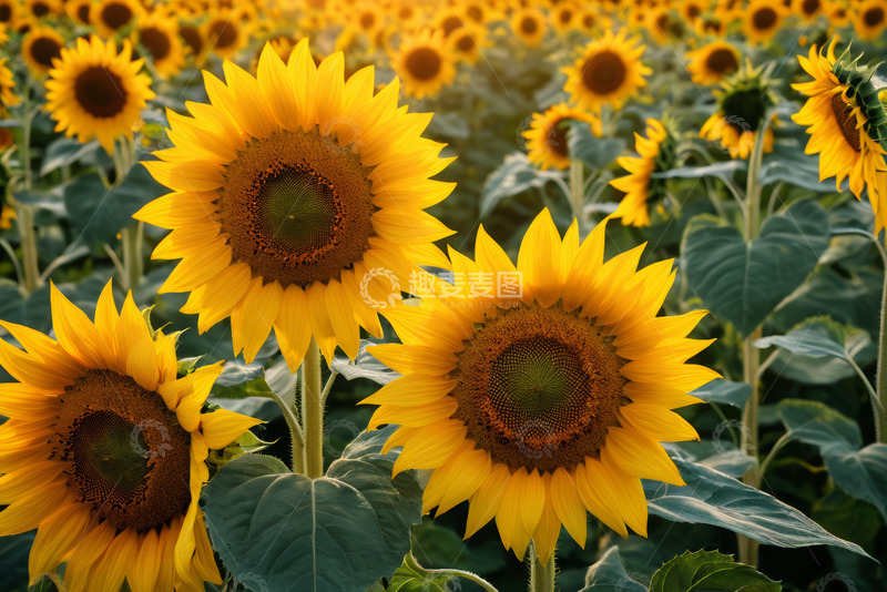 高清大图下载【趣麦麦图】向日葵花田特写