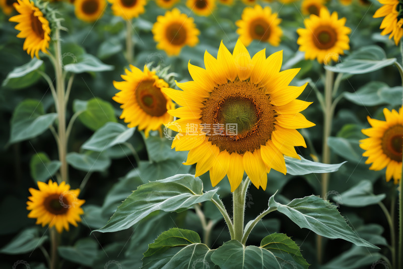 高清大图下载【趣麦麦图】向日葵花田特写