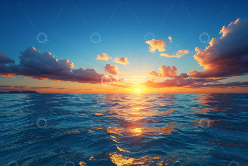 高清大图下载【趣麦麦图】海上日出景观