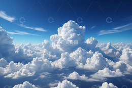 高空视角的蓝天白云景象