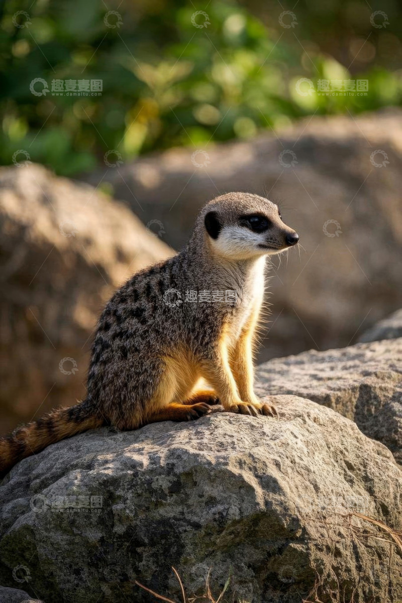 高清大图下载【趣麦麦图】岩石上的猫鼬特写
