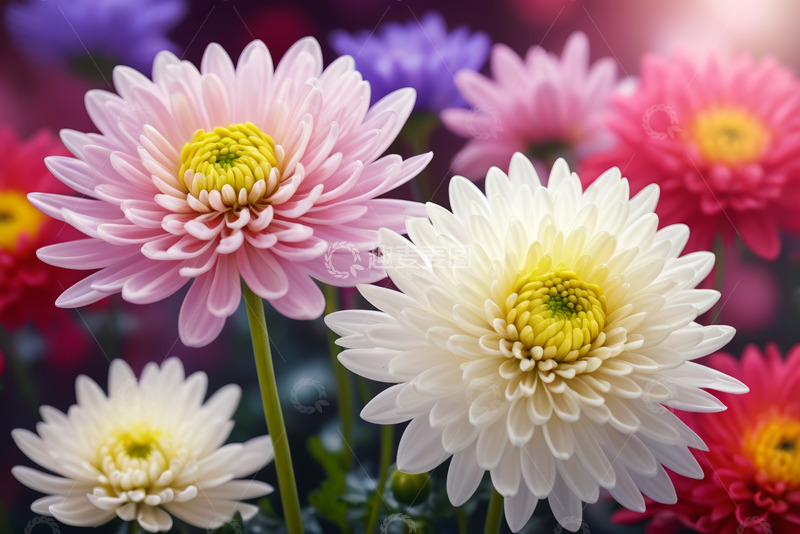 高清大图下载【趣麦麦图】多彩菊花特写花卉素材