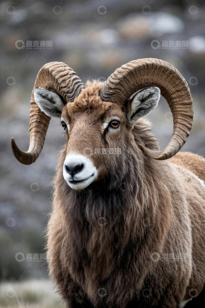高清大图下载【趣麦麦图】大角羊特写