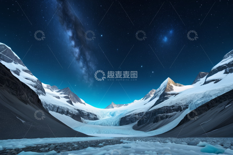 高清大图下载【趣麦麦图】雪山星空自然景观