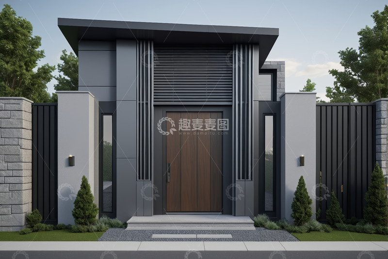 高清大图下载【趣麦麦图】现代风格别墅大门外观