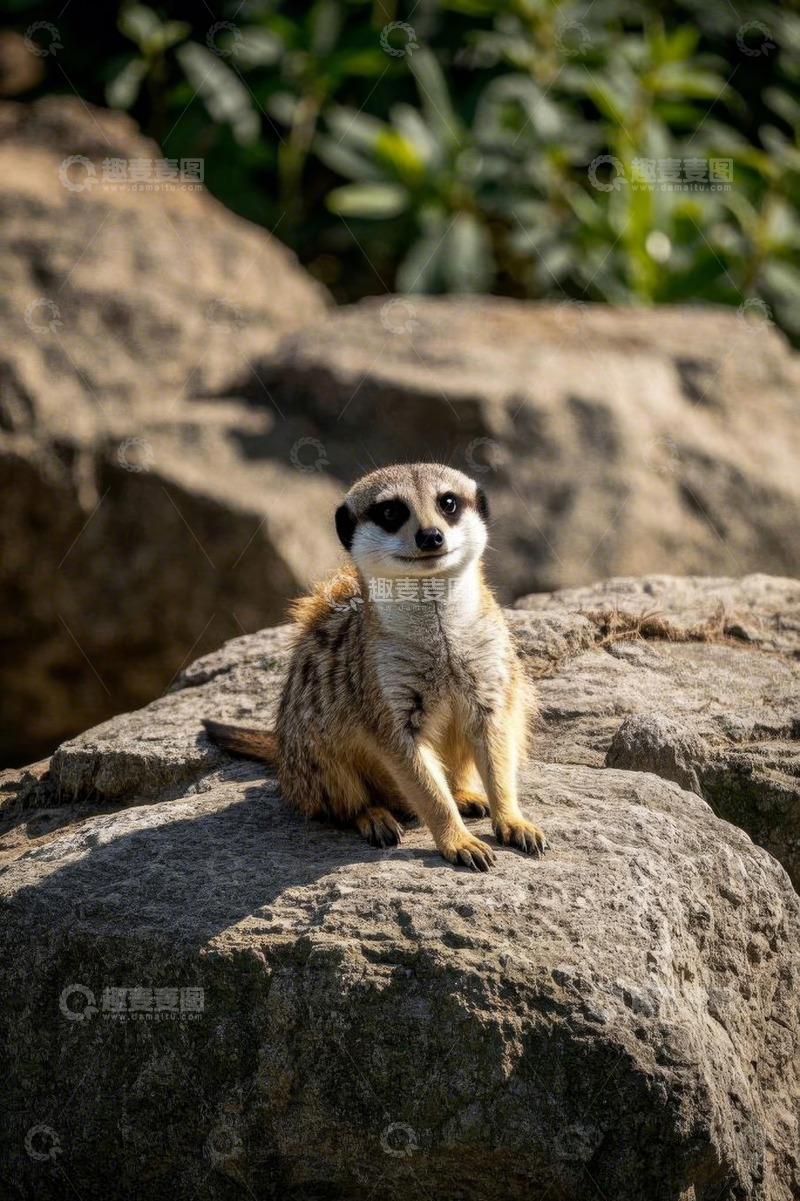 高清大图下载【趣麦麦图】岩石上坐着的猫鼬