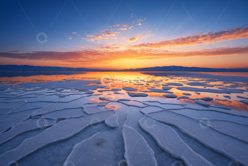 高清大图下载【趣麦麦图】盐湖日出全景自然风光