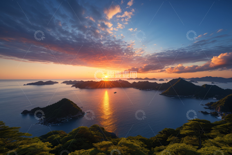 高清大图下载【趣麦麦图】海上日出自然风光全景