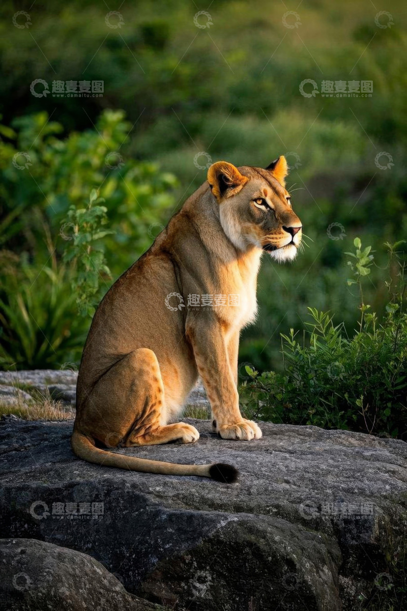 高清大图下载【趣麦麦图】草原上静坐的母狮子