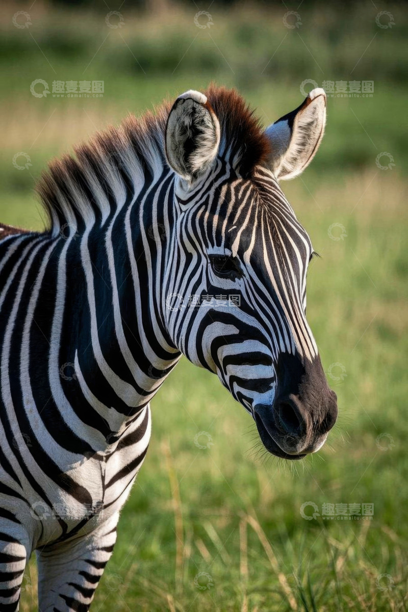 高清大图下载【趣麦麦图】草原上的斑马特写