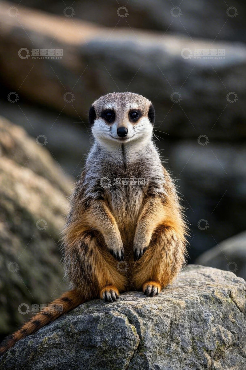高清大图下载【趣麦麦图】岩石上的猫鼬特写