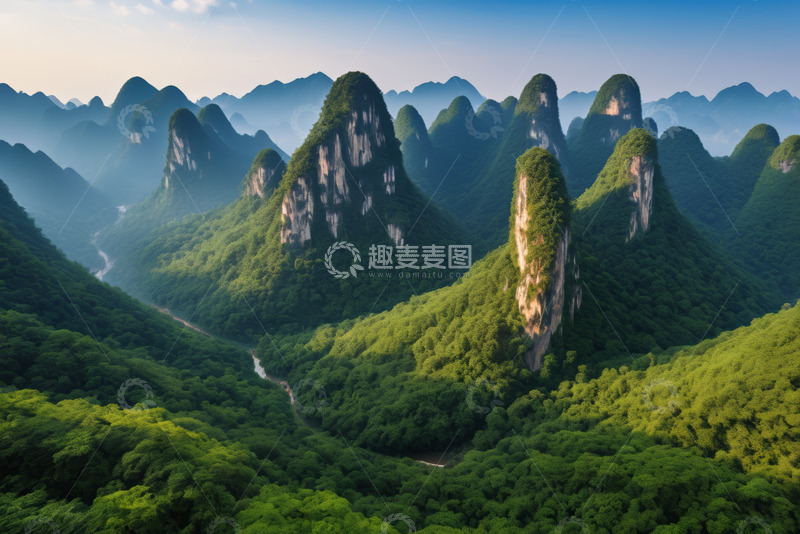 高清大图下载【趣麦麦图】中国桂林喀斯特山景航拍