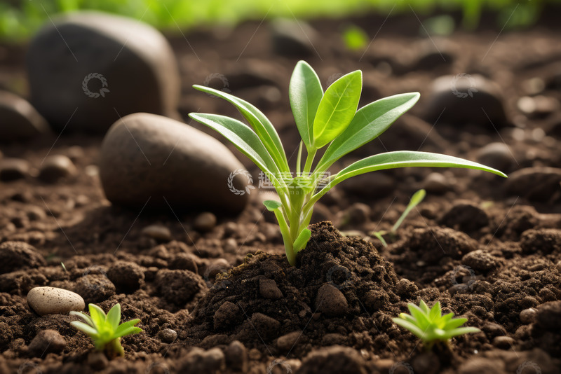 高清大图下载【趣麦麦图】土壤中生长的嫩绿植物