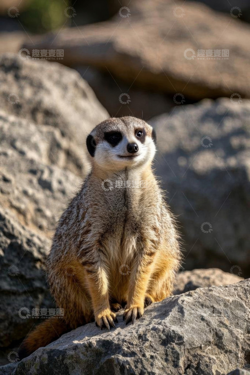 高清大图下载【趣麦麦图】岩石上的猫鼬特写