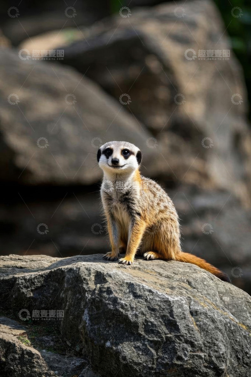 高清大图下载【趣麦麦图】岩石上的猫鼬特写