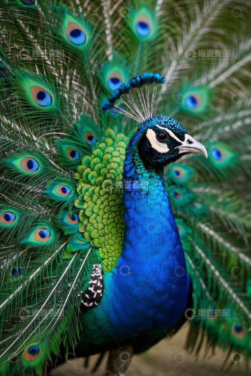 高清大图下载【趣麦麦图】开屏孔雀特写