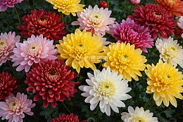 多彩菊花花卉特写
