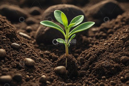 破土而出的嫩绿植物幼苗