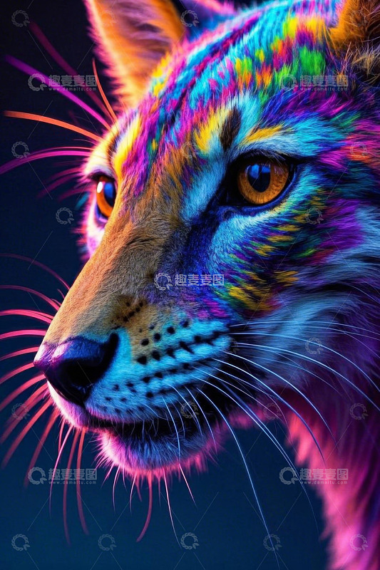 彩色斑斓的猫科动物特写