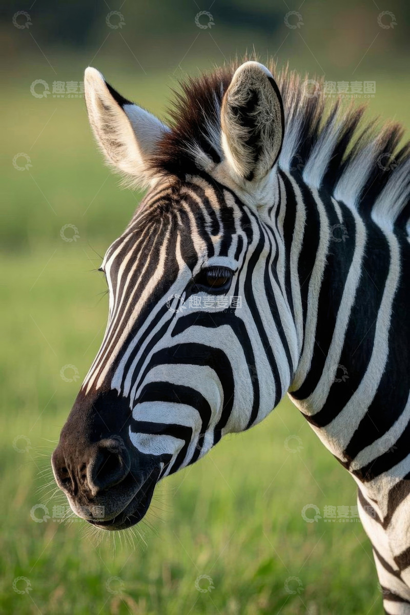 高清大图下载【趣麦麦图】草原上的斑马特写