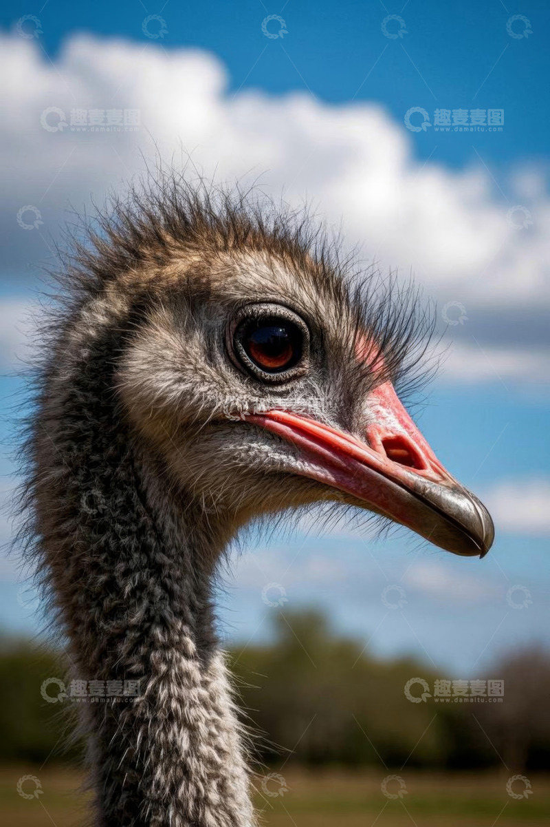 高清大图下载【趣麦麦图】鸵鸟头部特写