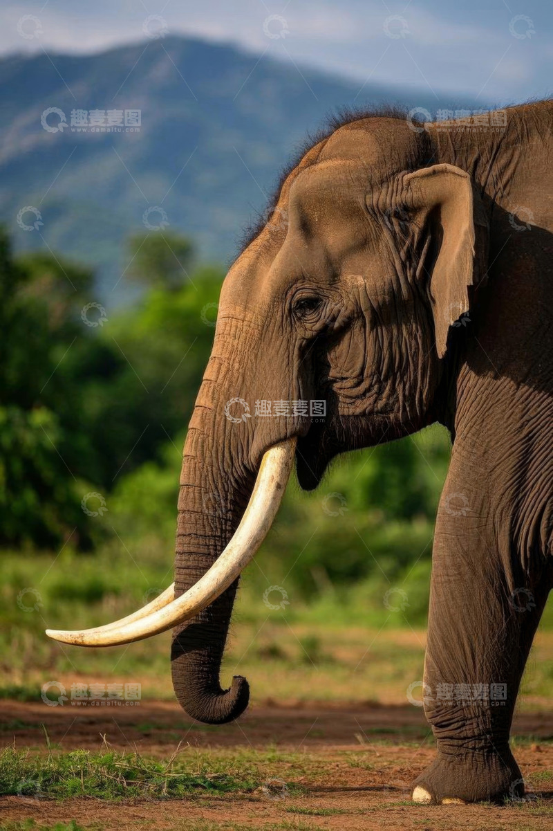 高清大图下载【趣麦麦图】自然环境中的大象特写