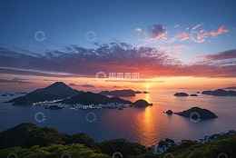 海上日出风景全景