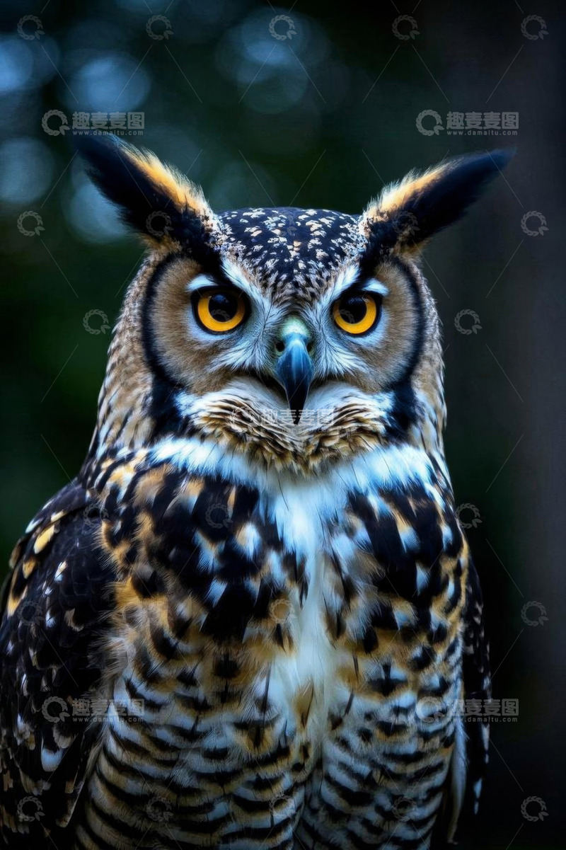 高清大图下载【趣麦麦图】特写猫头鹰头部照片