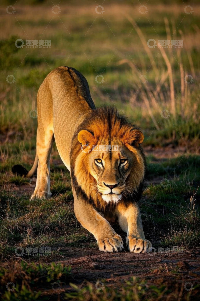 高清大图下载【趣麦麦图】草原上行走的雄狮