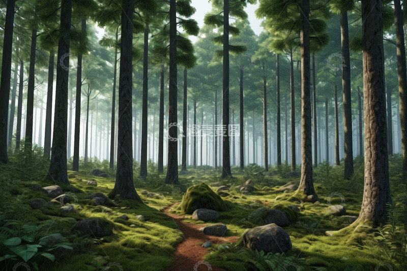 高清大图下载【趣麦麦图】静谧森林中的蜿蜒小径