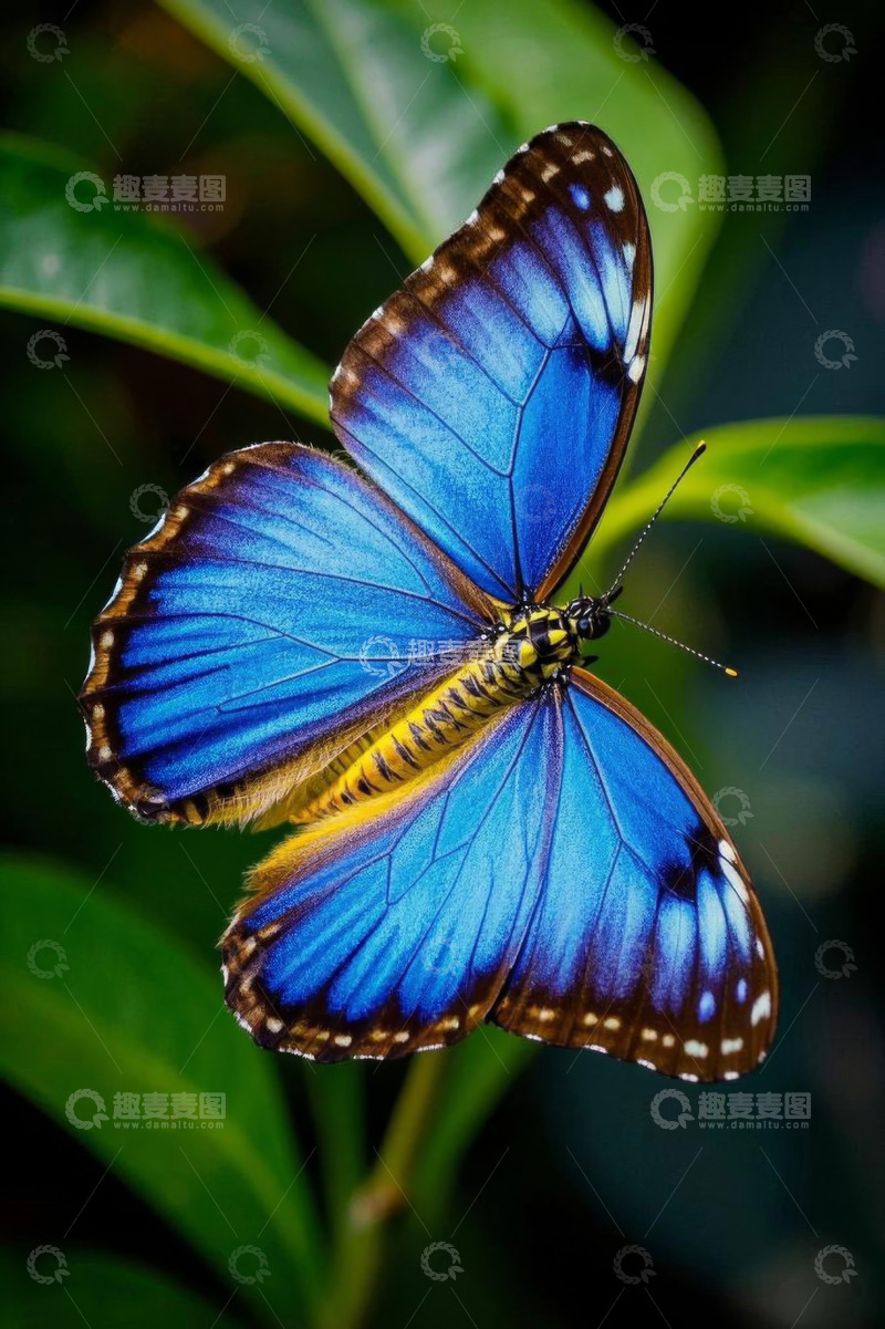 高清大图下载【趣麦麦图】蓝色蝴蝶特写