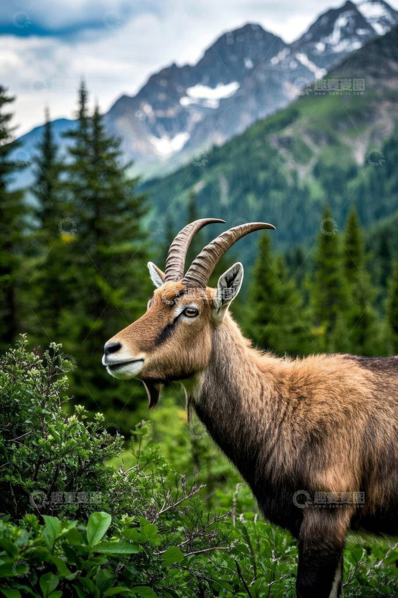 高清大图下载【趣麦麦图】山间野山羊自然风光