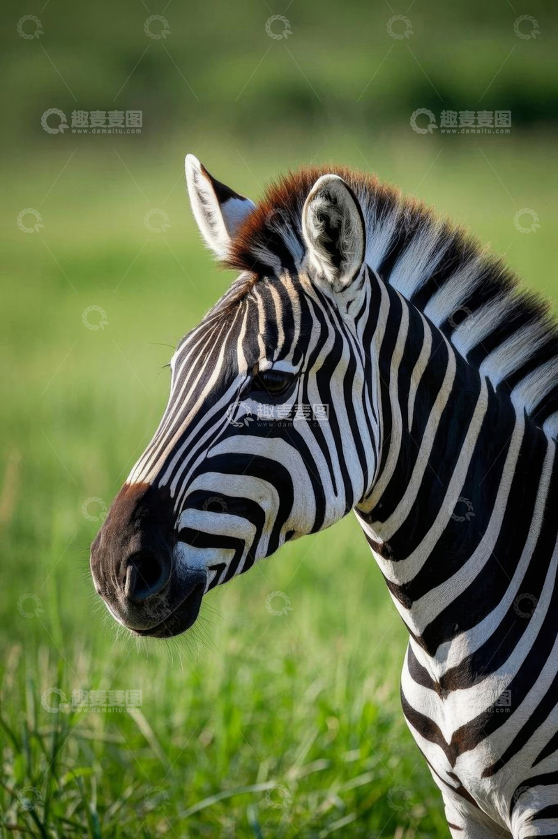 高清大图下载【趣麦麦图】草原上的斑马特写