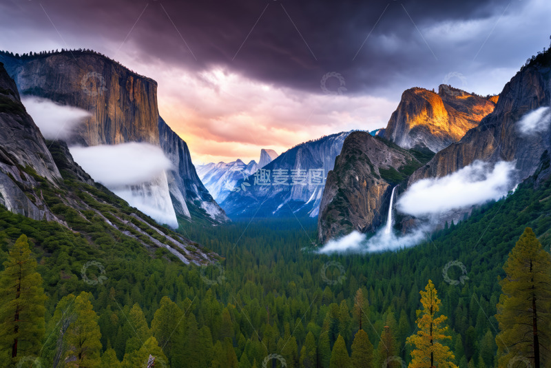 高清大图下载【趣麦麦图】山谷森林自然风光全景