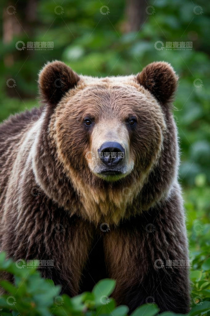 高清大图下载【趣麦麦图】森林中的棕熊特写
