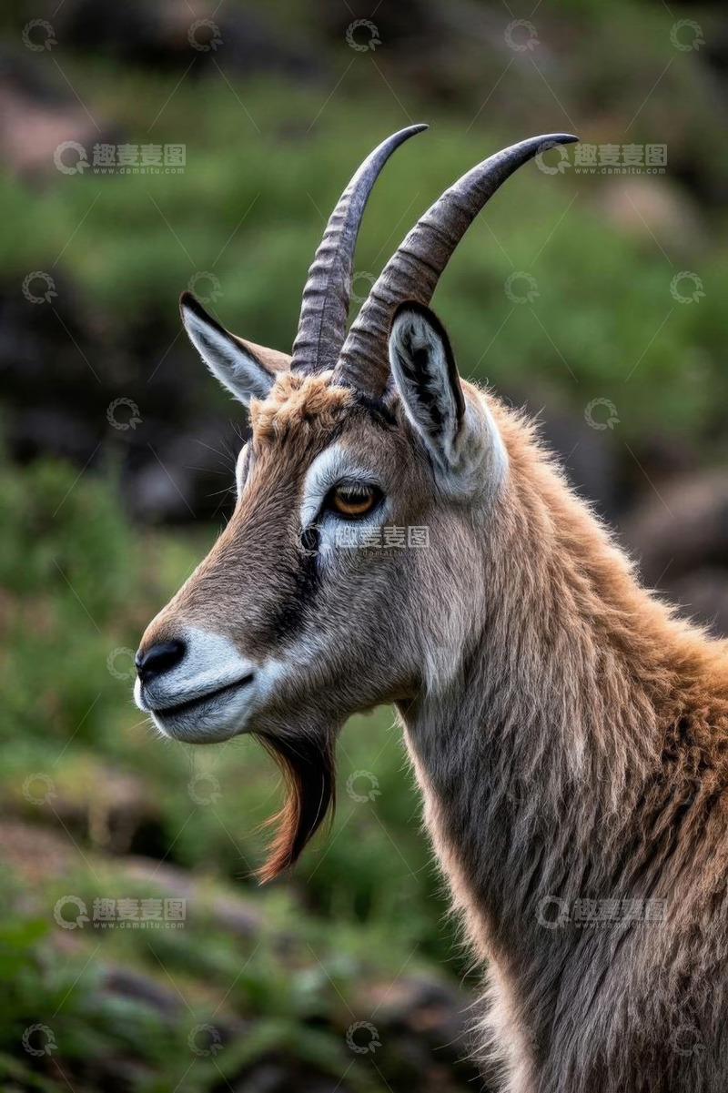 高清大图下载【趣麦麦图】山羊特写户外自然景象