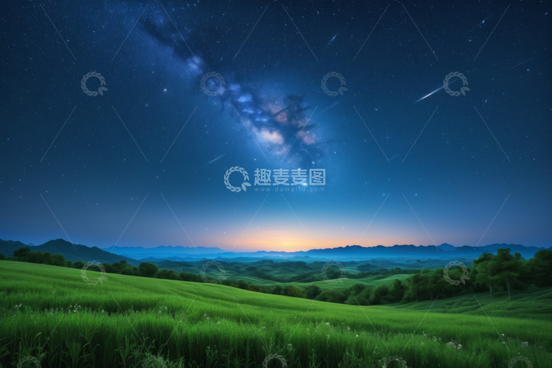 高清大图下载【趣麦麦图】草原星空夜景自然风光