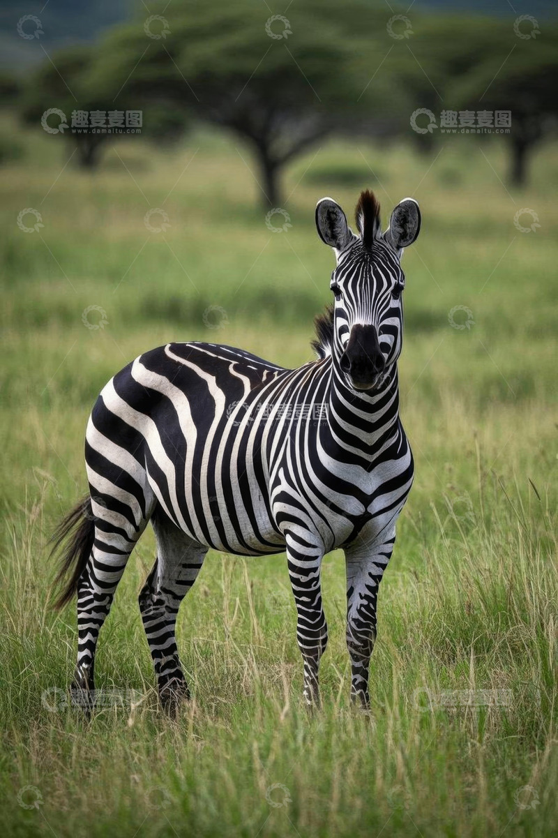 高清大图下载【趣麦麦图】草原上站立的斑马