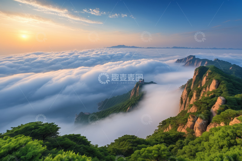 高清大图下载【趣麦麦图】山巅云海日出自然风光