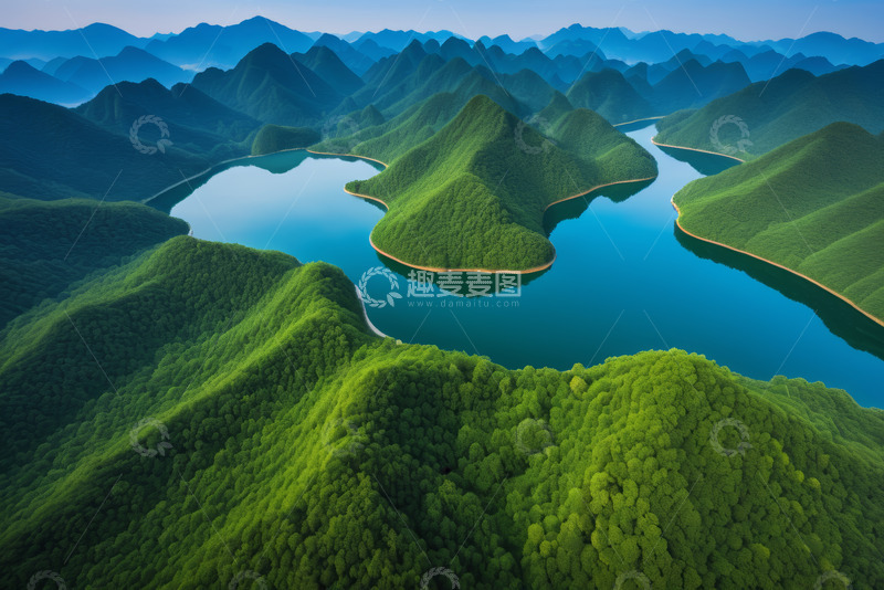 高清大图下载【趣麦麦图】航拍青山绿水自然风光
