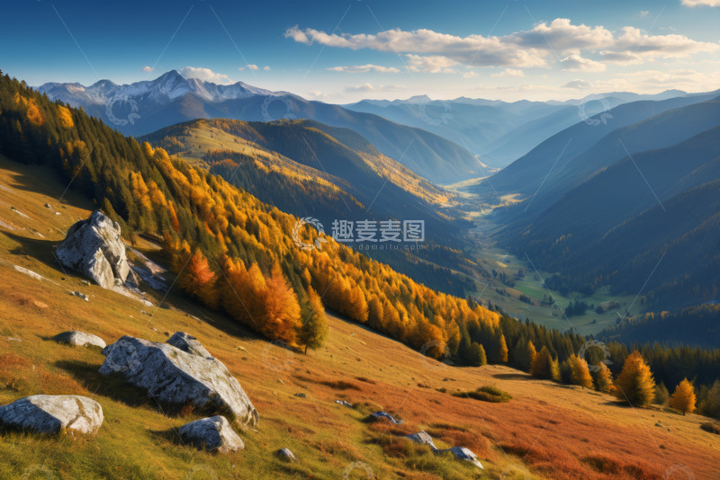 高清大图下载【趣麦麦图】秋日山间多彩自然景观