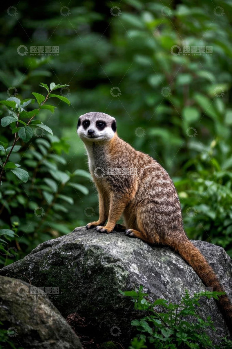 高清大图下载【趣麦麦图】岩石上的猫鼬特写
