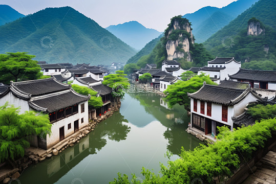 江南水乡古村落山水景致