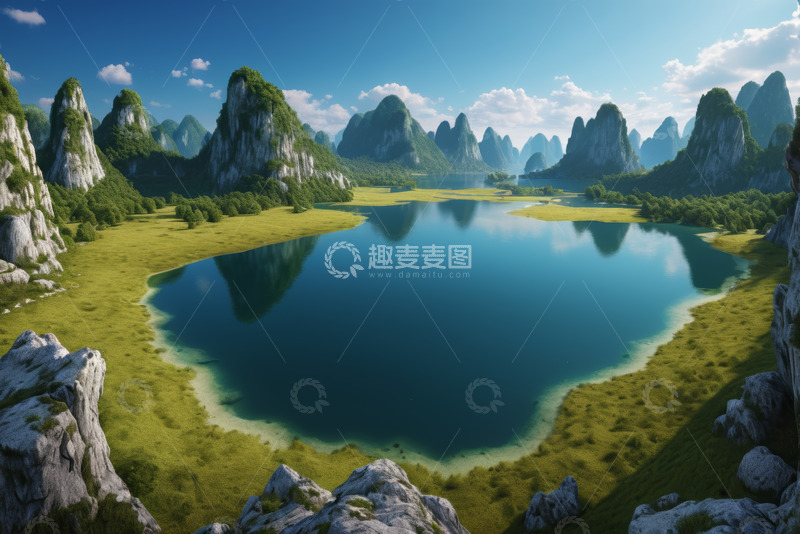 高清大图下载【趣麦麦图】山水相依的户外自然景观