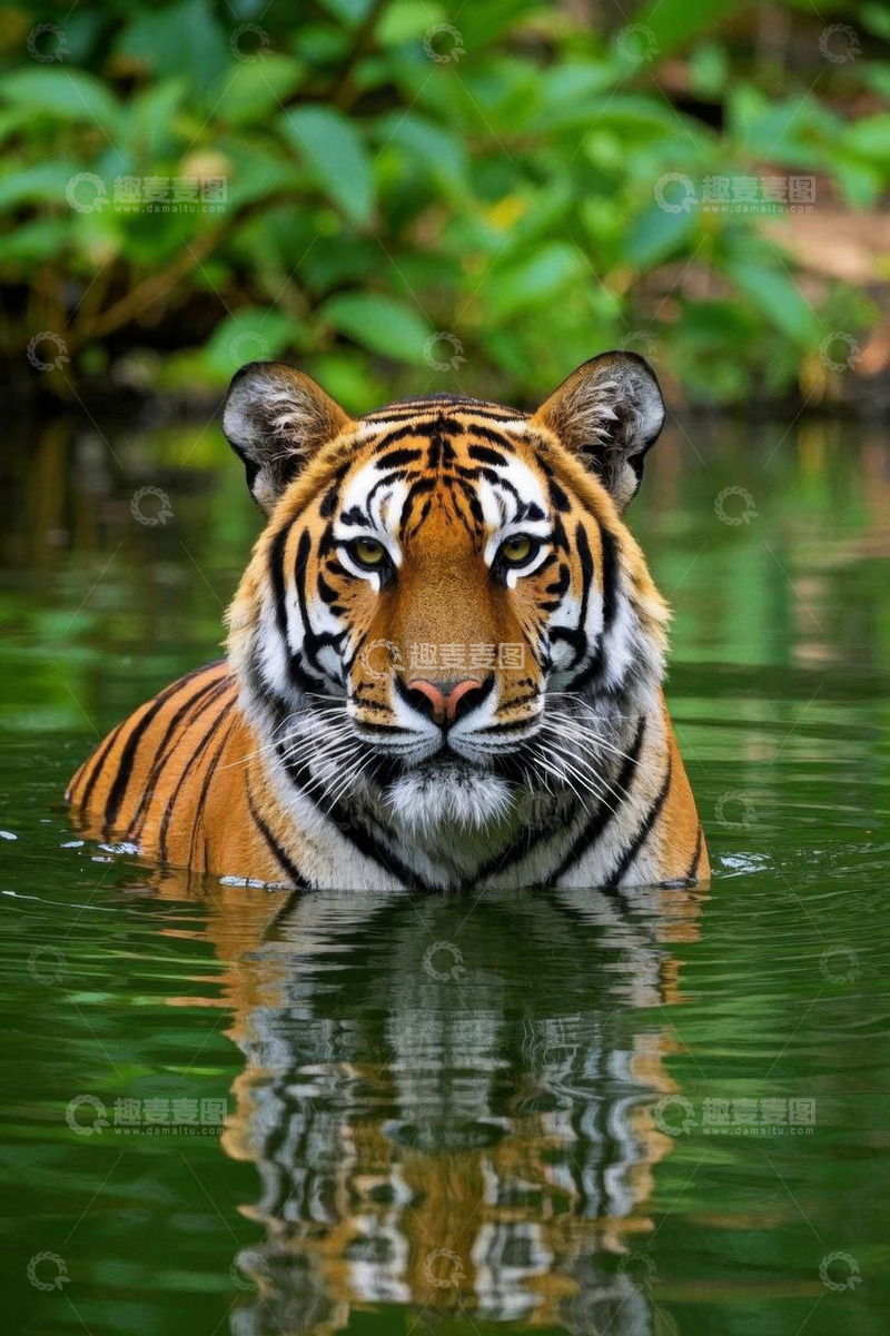 高清大图下载【趣麦麦图】水中的老虎特写